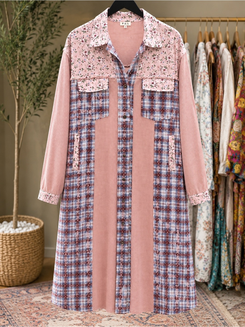 POL long floral pattern jacket